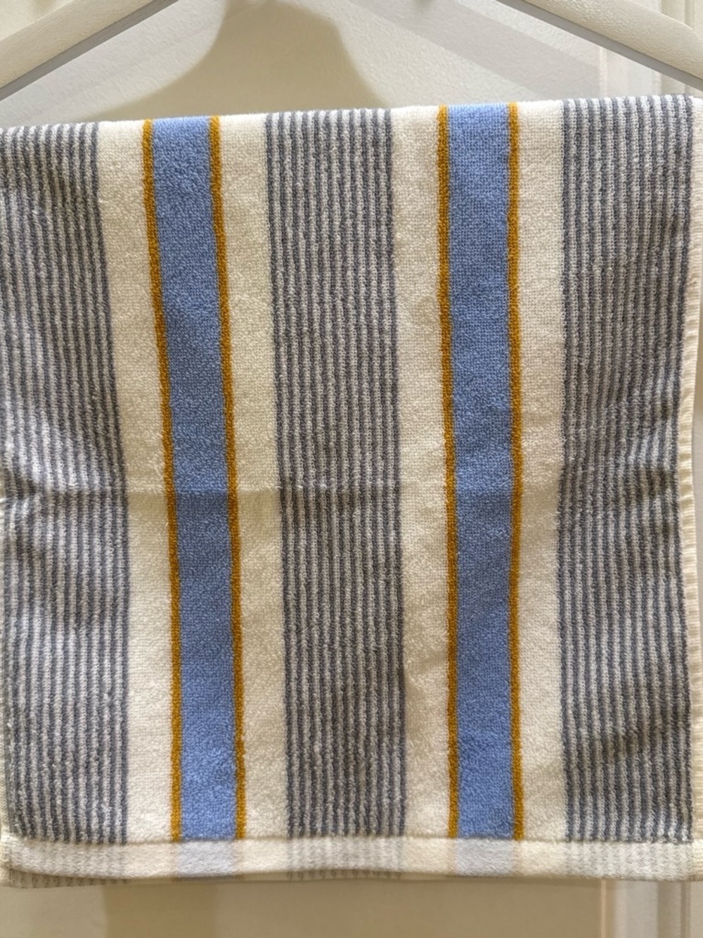 Striped Blue, Gray & Gold Hand Towel